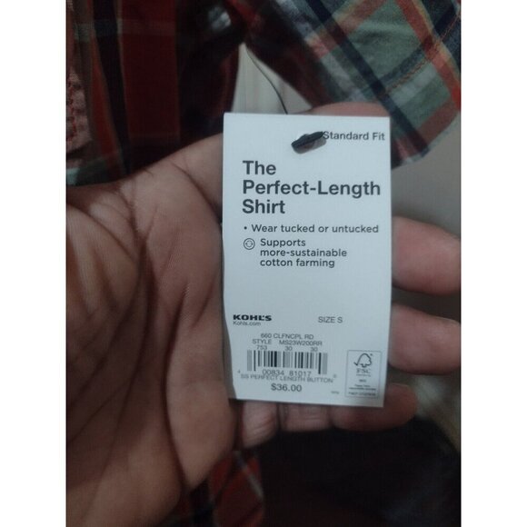 New Men’s SONOMA Perfect Length Button Down Shirt Small S Short Sleeve Plaid - Picture 4 of 11